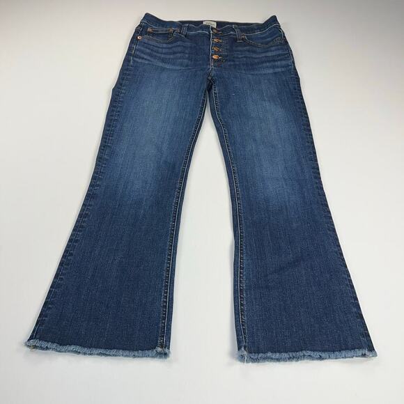 J. Crew 9” Billie Demi Boot Crop Dark Wash Fray Hem Button Fly 26 Inseam Size 28 - Picture 16 of 16